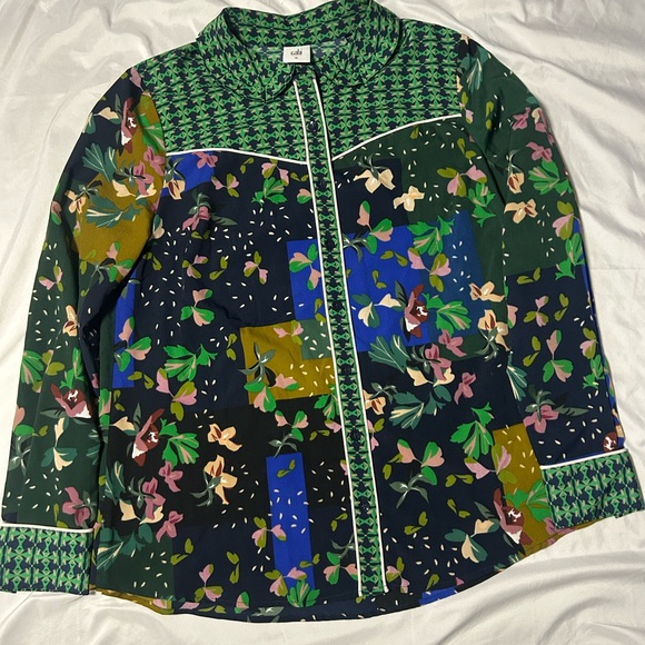 CAbi Medium Bronco Blouse Western Cowboy Patchwork Button-Down Shirt Rodeo #5520 - Picture 2 of 9